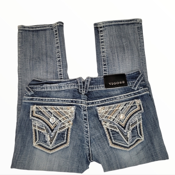 Vigoss The New York Capri Vintage Wash Embellished Flap Pocket Size 3/4 **** - Picture 2 of 13